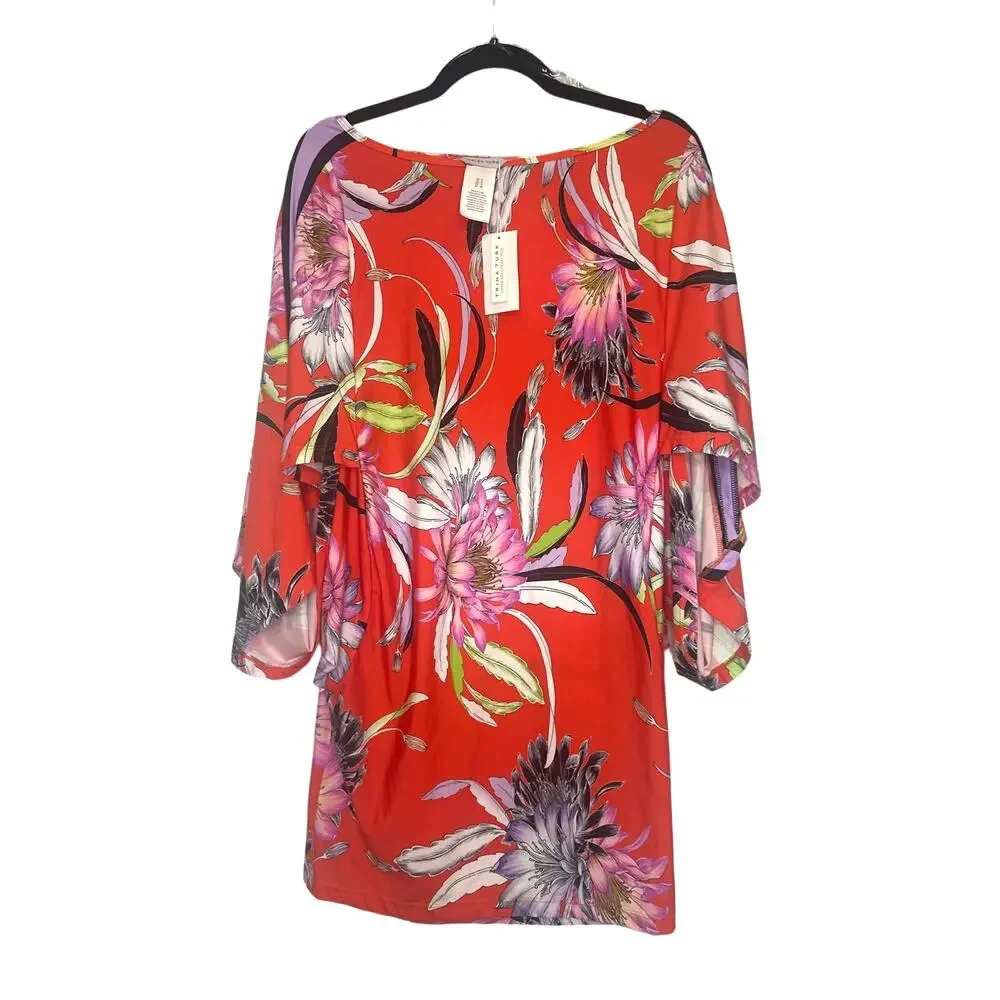 Trina Turk NWT Swim and Spa Collection Red with Multicolor Floral Swim Coverup
